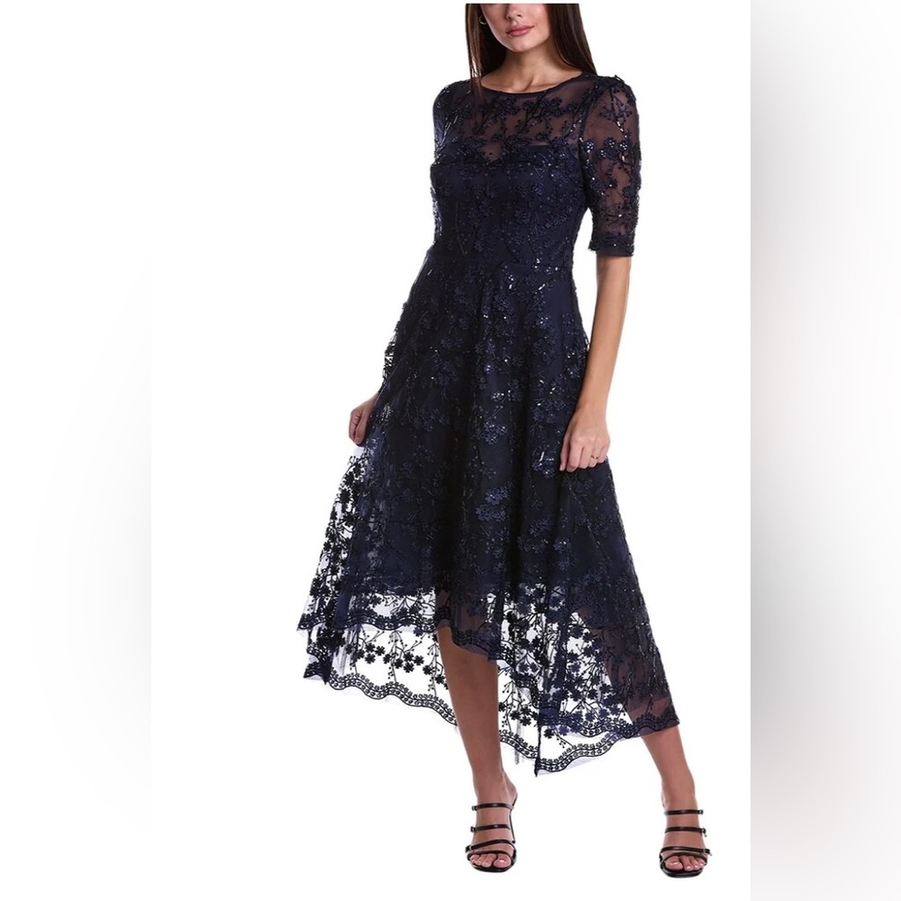 TERI JON BY RICKIE FREEMAN - MIDI - NWT - Size 4 -Beautiful Cocktail Dress -Navy